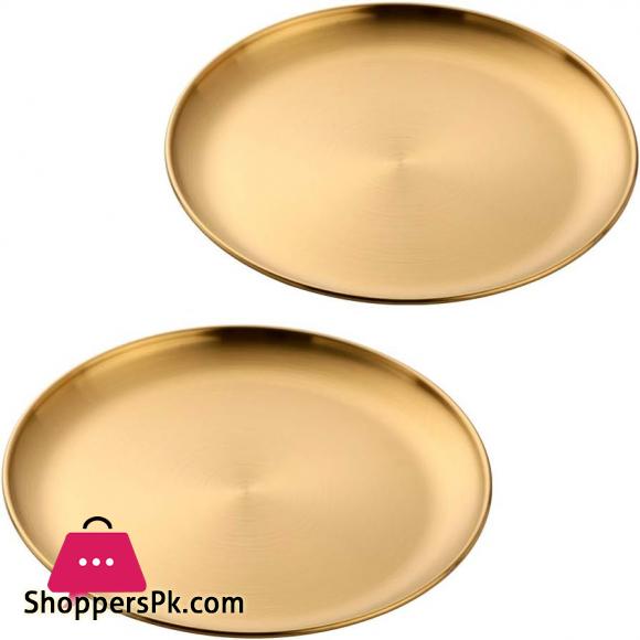 Gold Plate Round Stainless Steel Size : 45 CM