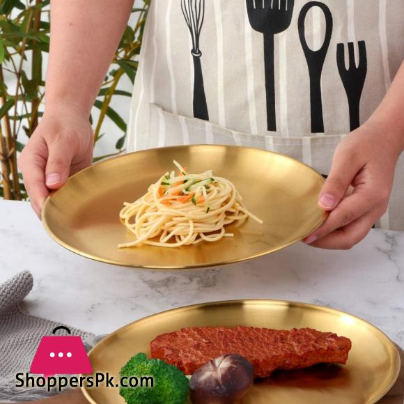 Gold Plate Round Stainless Steel Size : 45 CM