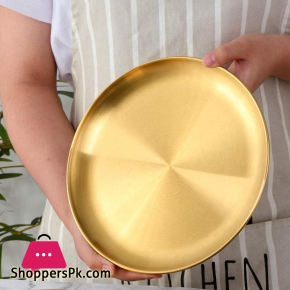 Gold Plate Round Stainless Steel Size : 45 CM
