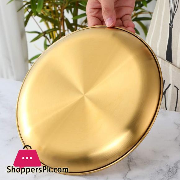 Gold Plate Round Stainless Steel Size : 45 CM