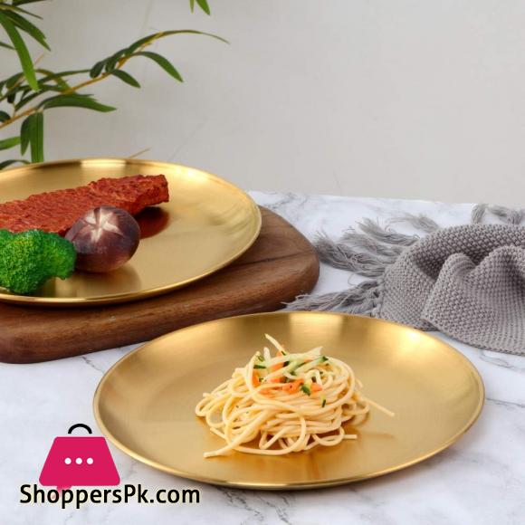 Gold Plate Round Stainless Steel Size : 55 CM
