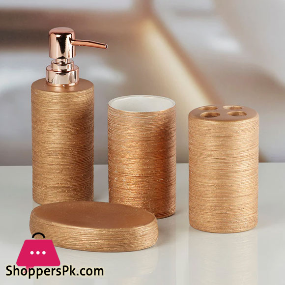 Ceramic Bathroom Accessories Set Silver Bath Set Pack of 4