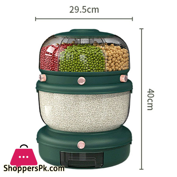 Cornflakes Dispenser Rotating Rice Bucket Insect Proof Moisture Proof Storage Divided Container Household Kitchen Grain Dispenser