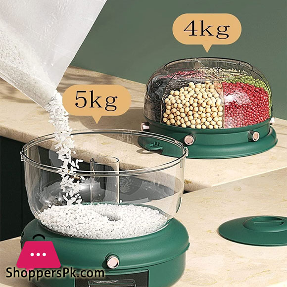 Cornflakes Dispenser Rotating Rice Bucket Insect Proof Moisture Proof Storage Divided Container Household Kitchen Grain Dispenser