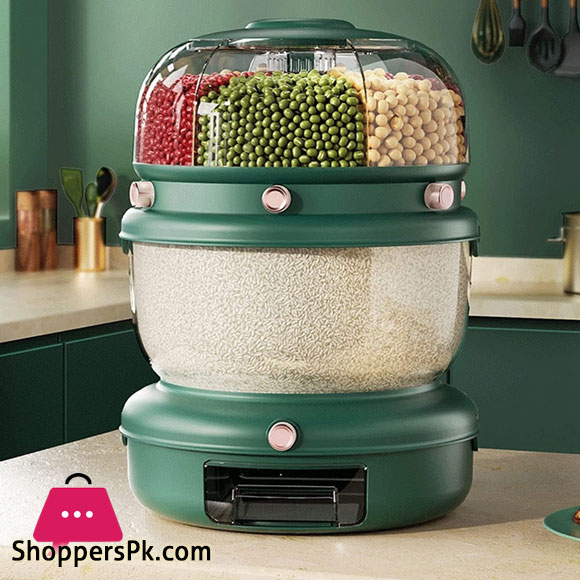 Cornflakes Dispenser Rotating Rice Bucket Insect Proof Moisture Proof Storage Divided Container Household Kitchen Grain Dispenser