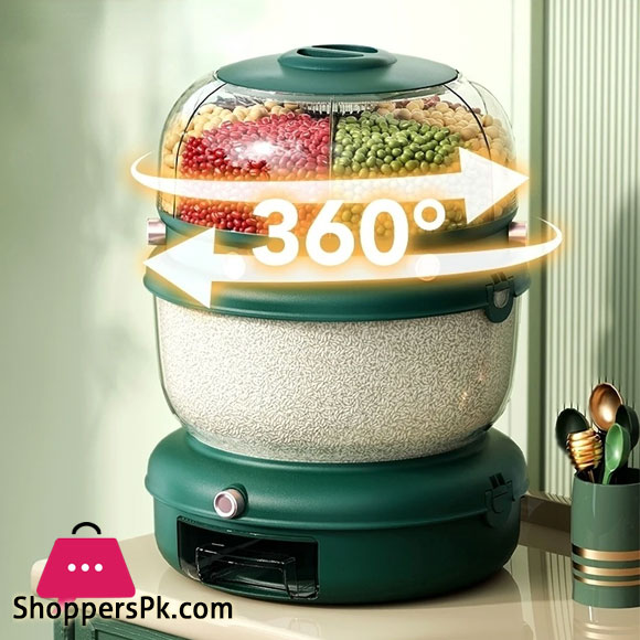 Cornflakes Dispenser Rotating Rice Bucket Insect Proof Moisture Proof Storage Divided Container Household Kitchen Grain Dispenser