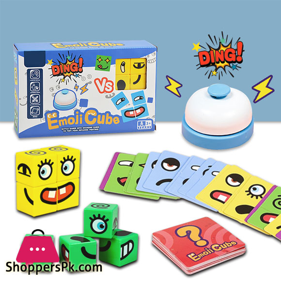Emoticon 4 Player Battle Cube Table Games Educational Toys Face Blocks Cube Building Block Puzzle Interactive Board Game