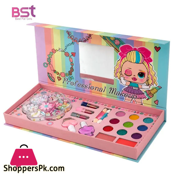 Fashion Gifts Kid Makeup Set Nail Polish And DIY Beads Kits 2 in 1 Girl Toys For Child Pretend Play