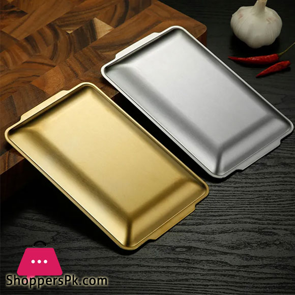 GoldenStainless Steel Shallow Trays BBQ Sushi Flat Dish 32 x 16 CM