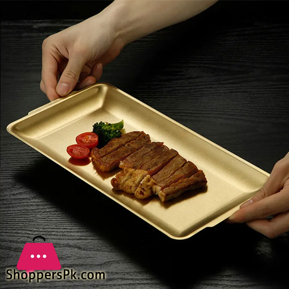 GoldenStainless Steel Shallow Trays BBQ Sushi Flat Dish 32 x 16 CM