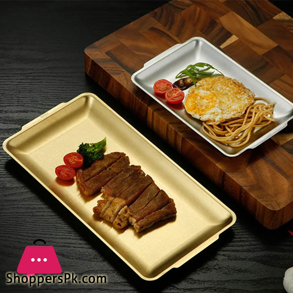 GoldenStainless Steel Shallow Trays BBQ Sushi Flat Dish 36 x 20 CM