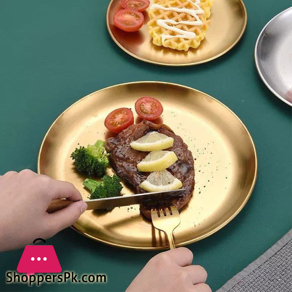 Gold Plate Round Stainless Steel Size : 45 CM