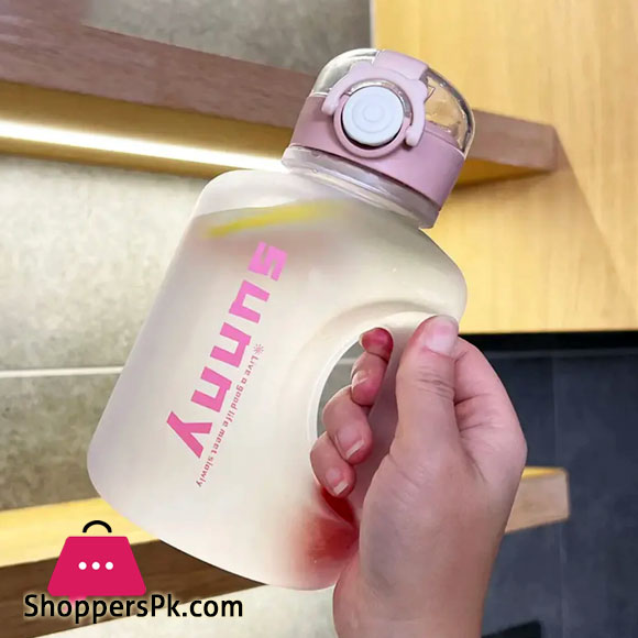 1L Sunny Water Bottle With Straw, Transparent Frosted Plastic Water Bottle, 1000ml Portable Climbing Travel Drink Cup, Outdoor Gradient Drink Bottle, Plastic Reusable Water Cup