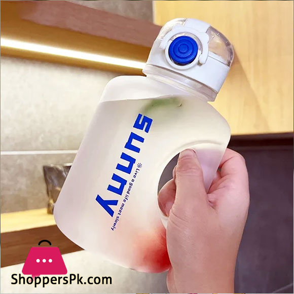 1L Sunny Water Bottle With Straw, Transparent Frosted Plastic Water Bottle, 1000ml Portable Climbing Travel Drink Cup, Outdoor Gradient Drink Bottle, Plastic Reusable Water Cup