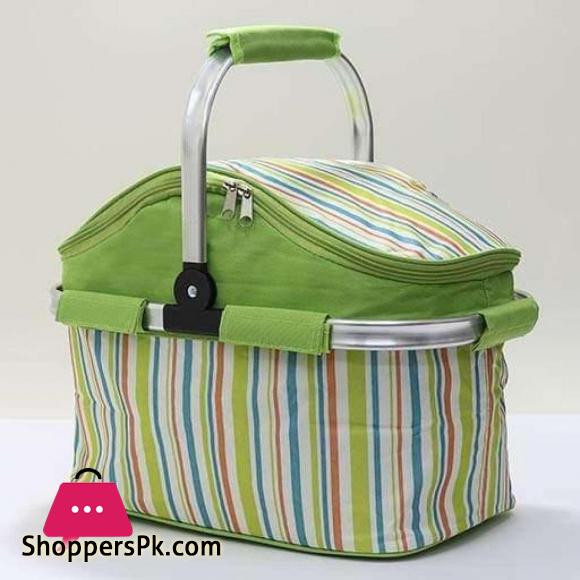 20L Insulated Picnic Basket Large Aluminum Frame Basket Cooler Bag Ultra-size Folding Collapsible Basket