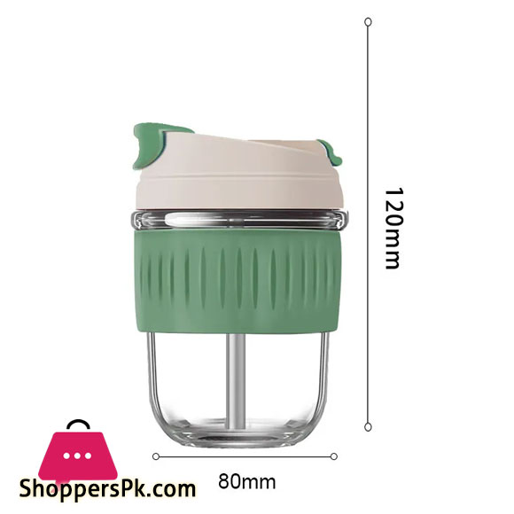 350ml Double Drinking Glass Tumbler Cup With Straw Portable Female Coffee Mug Lovely Fruit Juice Soymilk Milk Travel