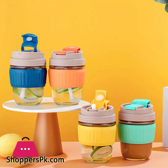 350ml Double Drinking Glass Tumbler Cup With Straw Portable Female Coffee Mug Lovely Fruit Juice Soymilk Milk Travel
