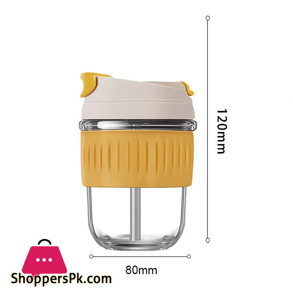 350ml Double Drinking Glass Tumbler Cup With Straw Portable Female Coffee Mug Lovely Fruit Juice Soymilk Milk Travel