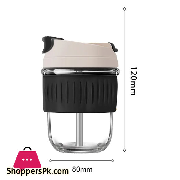 350ml Double Drinking Glass Tumbler Cup With Straw Portable Female Coffee Mug Lovely Fruit Juice Soymilk Milk Travel