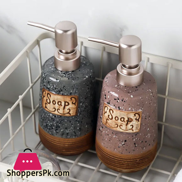 420ml Retro Ceramic Soap Dispenser Bathroom Product Liquid Soap Dispensers Shower Gel Shampoo Bottle Home Decoration