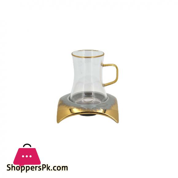 Angela Transparent Gray Cup Saucer Set of 6 Piece Angela MG299