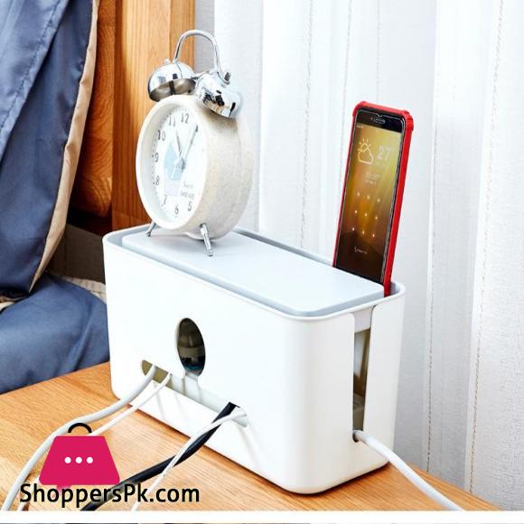 Desktop Cables Storage Box Power Wires Line Collector Organizer Box with Phone Stand