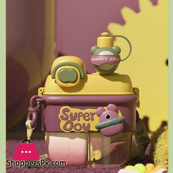 Doll Magic Double Fight Cup with Straw One-Click Press PTCG Material Safe to Drink Cute Style - 500ml