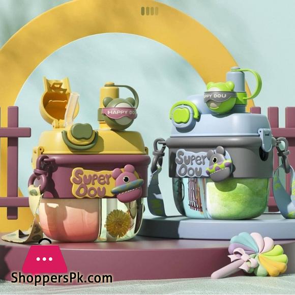 Doll Magic Double Fight Cup with Straw One-Click Press PTCG Material Safe to Drink Cute Style - 500ml