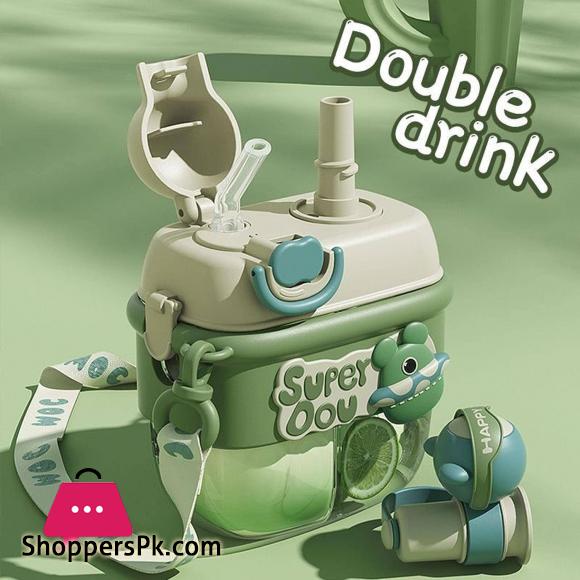 Doll Magic Double Fight Cup with Straw One-Click Press PTCG Material Safe to Drink Cute Style - 500ml