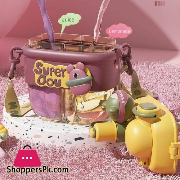 Doll Magic Double Fight Cup with Straw One-Click Press PTCG Material Safe to Drink Cute Style - 500ml