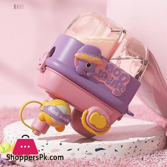 Doll Magic Double Fight Cup with Straw One-Click Press PTCG Material Safe to Drink Cute Style - 500ml