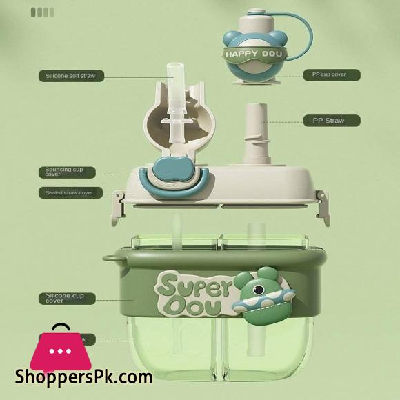 Doll Magic Double Fight Cup with Straw One-Click Press PTCG Material Safe to Drink Cute Style - 500ml
