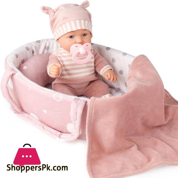 Enjoyin 12 Inch Baby Doll Playset with Washable Doll Accessories Includes Carrier Bassinet Bed, Pacifier, Blanket, and Pillow, First Baby Dolls for Toddlers 36 Months and Up