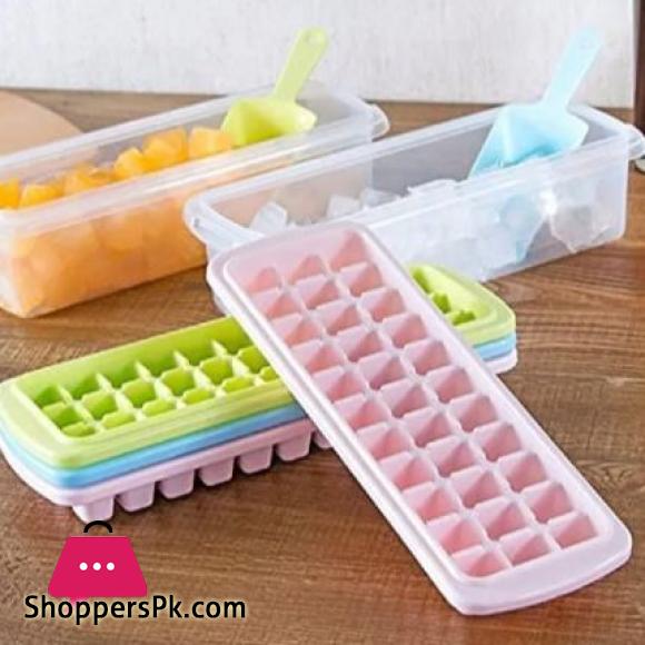 Glacier Ice Cubes Tray (33 Cubes) with Ice Lifter and storage