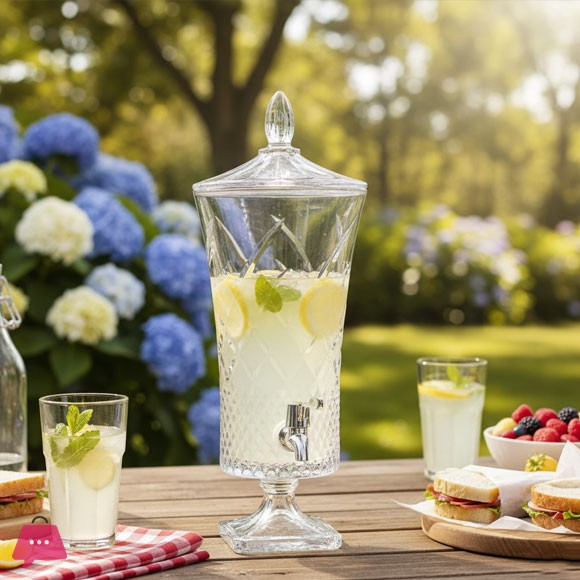 High Quality Juice Drinking Dispenser for Hotel and Home Using with Tap Glass Juice Beverage Dispenser Glassware 4.2 Liter