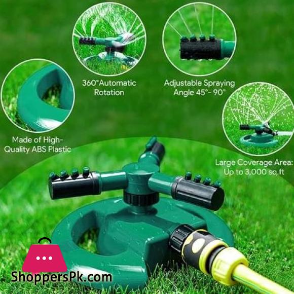 High quality Automatic Rotating Plastic 3-arm garden sprinklers for garden 360 irrigation system