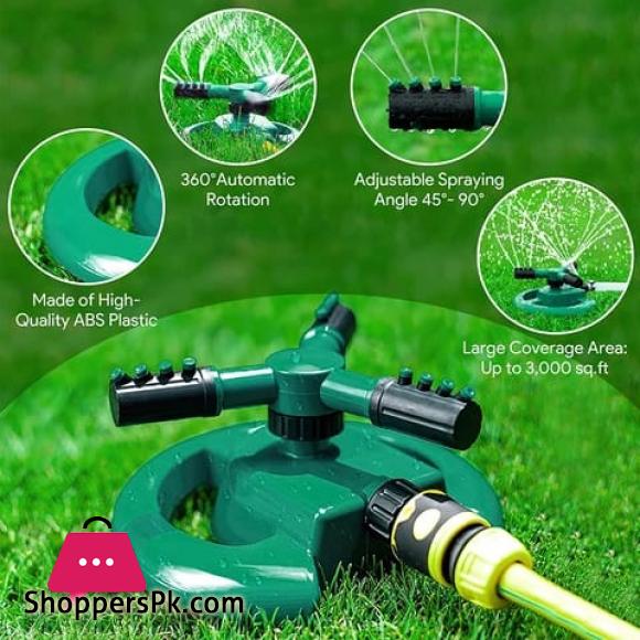 High quality Automatic Rotating Plastic 3-arm garden sprinklers for garden 360 irrigation system