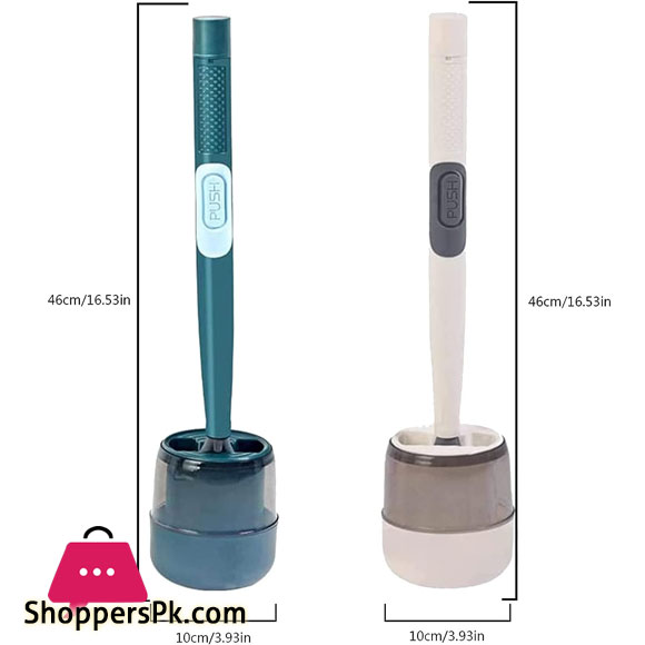 Household Silicone Toilet Brush Wall HangingToilet Brush and Holder Set Punch Free Wall Hanging Long Handle Toilet Brush 16.5 X 3.9 Inch Liquid Tongue Type Set with Base Bottle (White, 42x10x10cm)