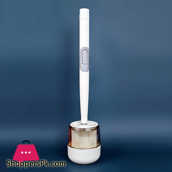 Household Silicone Toilet Brush Wall HangingToilet Brush and Holder Set Punch Free Wall Hanging Long Handle Toilet Brush 16.5 X 3.9 Inch Liquid Tongue Type Set with Base Bottle (White, 42x10x10cm)