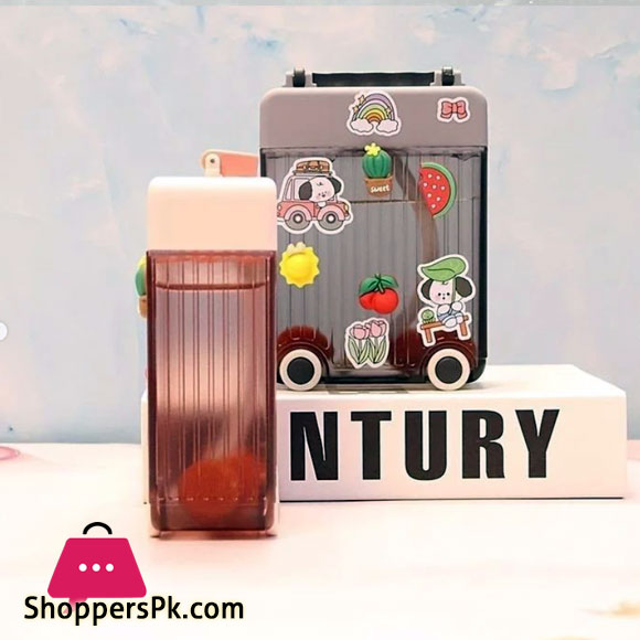 Kids Water Bottle with Straw Suitcase Shape Kids Gifts for Picnic Travel 450ml