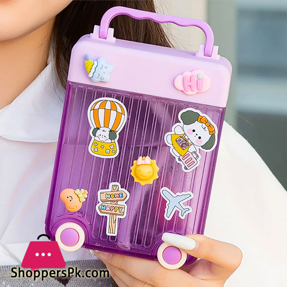 Kids Water Bottle with Straw Suitcase Shape Kids Gifts for Picnic Travel 450ml