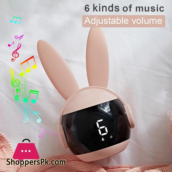 Kids Alarm Clock for Kids, Bunny Alarm Clocks for Girls Boys, Pink Kid Alarm Clock with Ringtones & Night Light Rechargeable Snoozing
