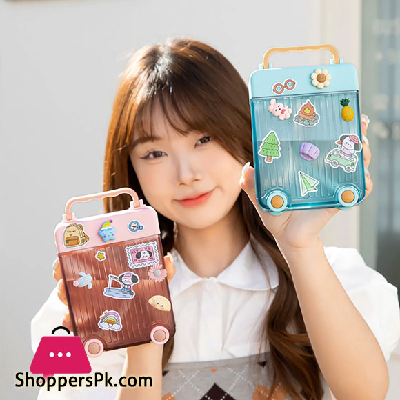 Kids Water Bottle with Straw Suitcase Shape Kids Gifts for Picnic Travel 450ml
