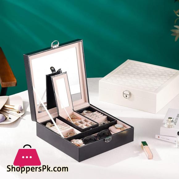 Leather Jewelry Box Multi Layer Large Capacity Multi Function Jewelry Storage Box Ear Studs Rings Jewelry Organizer