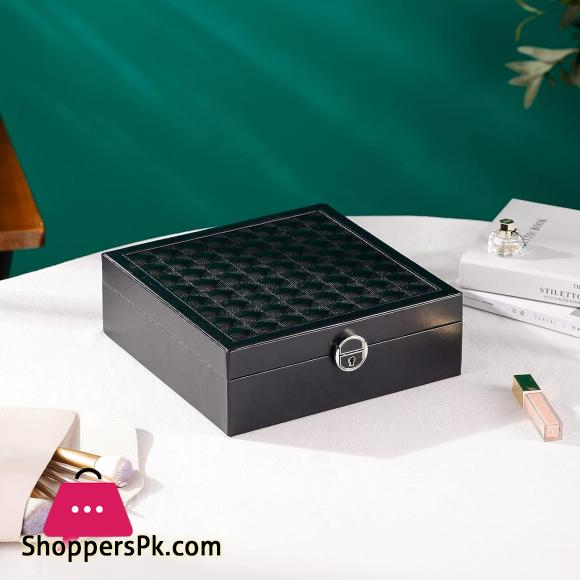 Leather Jewelry Box Multi Layer Large Capacity Multi Function Jewelry Storage Box Ear Studs Rings Jewelry Organizer