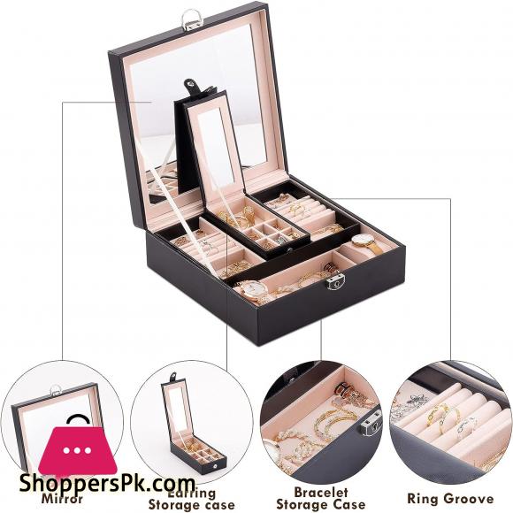 Leather Jewelry Box Multi Layer Large Capacity Multi Function Jewelry Storage Box Ear Studs Rings Jewelry Organizer