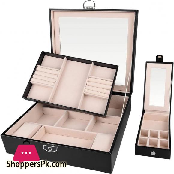 Leather Jewelry Box Multi Layer Large Capacity Multi Function Jewelry Storage Box Ear Studs Rings Jewelry Organizer