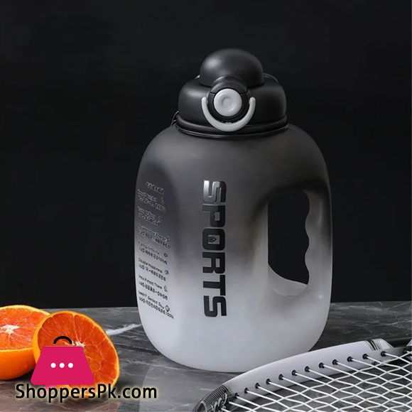 Motivational Sports Water Bottle with Time Marker & Straw, Leakproof BPA Free Reusable Fitness Water Jug for Gym, Work and Outdoor 2L Large