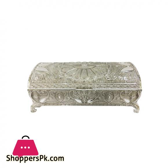 ORCHID Pewter Metal Jewellery Box Silver TA1301