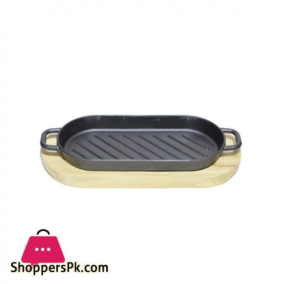 Oval Sizzler Plate with Handle Deep Cross Line QB113